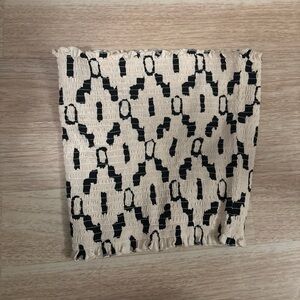Black and Cream Smocked Tube Top